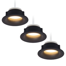 HCFEI 3 x LED Recessed Spotlight Set Round - Black 5 Watt Dimmable 230 V Flat - Recessed Light Diameter 68-76 mm Bore Hole - Recessed Spot Ceiling Spotlight Recessed Spotlight Ceiling Spotlight