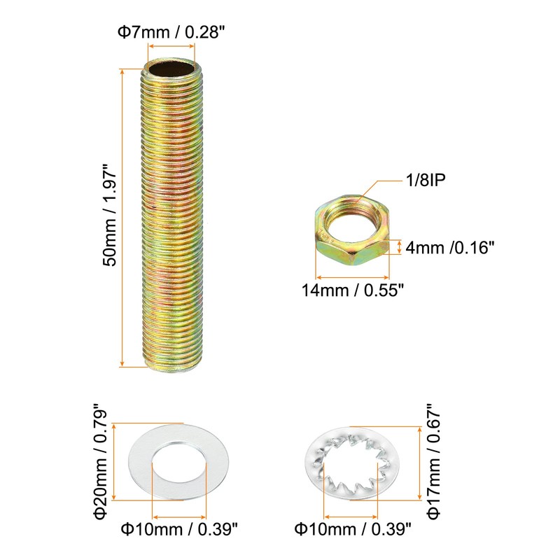 PATIKIL 1/8IP Thread 1.97 Inch Lamp Cable Kit with Lock