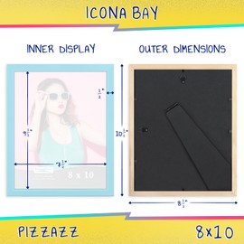 Icona Bay 8x10 Picture Frame, Pastel Blue Solid Wood Scandinavian Style Frame for Photo, Pizzazz Collection