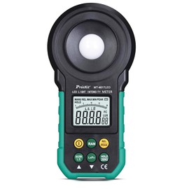 Pro'sKit Tool Solutions MT-4617LED LED Light Intensity Meter Measures All Visible Light and LED White, red, Yellow, Green, Blue, Purple Colors, up to 200000 Lux/20000 FC(MT-4617LED)