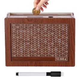 Saving Box, Money Saving Box, Money Boxes for Adults, 10000 Saving Challenge Box, Reusable Wooden Money Tin,Portable Money Saving Box for Adults, Money Jar for Adult & Kids (GBP)