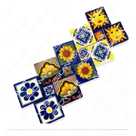 Escanver 100 Azulejos Talavera 10cm Diferente Colores Confeti Surtido