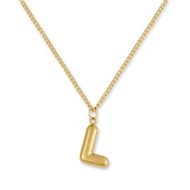 GD GOOD.designs EST. 2015 Letter Necklace Gold Bubble | Initial Pendant in 18K Gold-Plated Stainless Steel – Waterproof & Skin-Friendly | Women's Necklace L