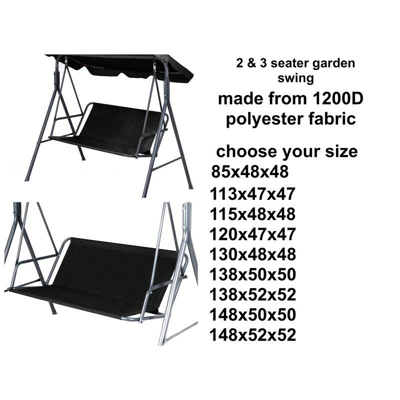 Replacement Swing Seat Cover for Garden Swing Black 120 x