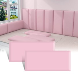 3D Anti-Collision Wall Padding for Kids, Peel and Stick Upholstered Wall Panels, Queen Headboard, Playroom Decorative Protection Wall Stickers, Pack of 2 Panels Sized 23.6” X 11.8” (Pink)