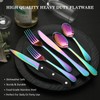KOOMADE Rainbow Silverware Sets with Steak Knife - 24 PC