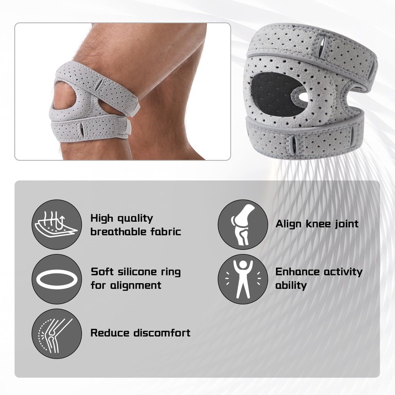 Longgaogao 2 Pack Adjustable Patellar Tendon Support Sleeves,Knee Pads with