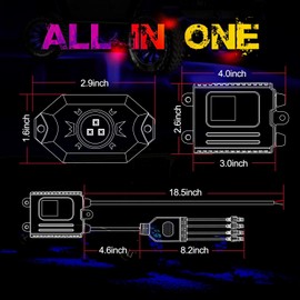 OFFROADTOWN RGB LED Rock Lights Kit 4 pods Neon Trail Rig Light Underglow with Bluetooth App Control for UTV ATV Polaris Can-Am Yamaha Honda Kawasaki Boat Motorcycle