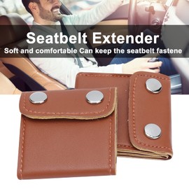 2 uds PU Clip de ajuste del cinturón de seguridad del coche Extensor de cinturón de seguridad del coche Clips de posicionador de la correa del hombro(marrón)