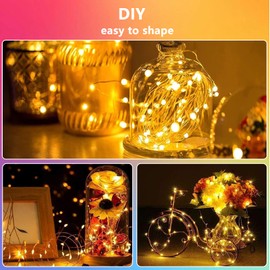 NCNDGANHE 16.4ft 50LED Fairy Lights USB Powered,Flexible Metal for DIY,8 Blinking Modes, Remote Control,Waterproof Blinking String Lights,Suitable for Indoor and Outdoor Decoration (Warm White)