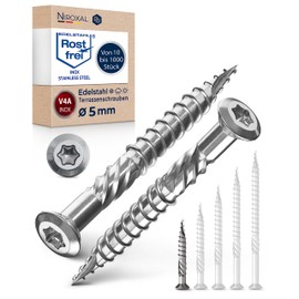 Terrace Screws 5 x 40 Stainless Steel A4 Rounded Head Screws Torx Screws 5 mm Thick Pack of 100 Wood Screws Torx 40 mm Long Stainless Steel Screws Wood