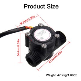 Water Flow Sensor, G1/2 Flow Hall Meter 1-30L/min Water Control Flow Meter Counter for Water Heaters, Water Filter, Drinking Fountain (Black)