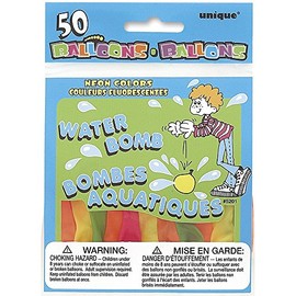 Unique Party 5201 - Latex Assorted Neon Water Balloons, Pack of 50