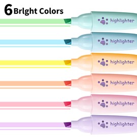 ACCloud Highlighter Pen, 6 Pastel Colors Chisel Tip Aesthetic Highlighter Pen, Water Based Highlighter, Quick Drying, No Bleeding for Bible Study, Notes, School, Office (6 Color-B)