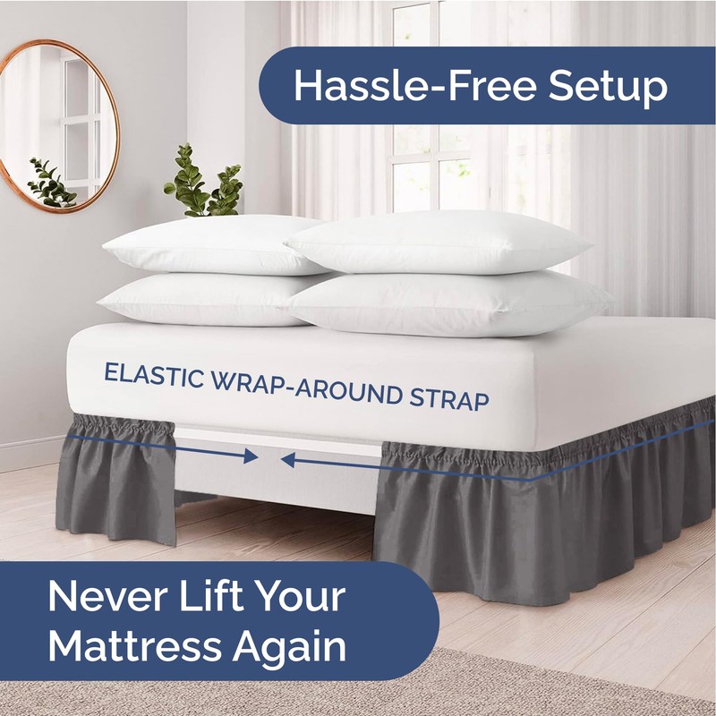 Wrap Around Dust Ruffle Bed Skirt - Dark Grey -