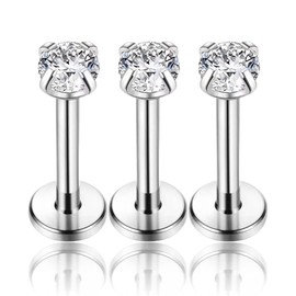 Titanium Lip Piercing, 3 of which Piercing Internally Threaded Lip Piercing, Ear Tragus Piercing, Medusa Piercing, Stud Piercing, Small Conch Tragus Piercing, 8 mm Long