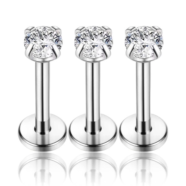 Titanium Lip Piercing, 3 of which Piercing Internally Threaded Lip