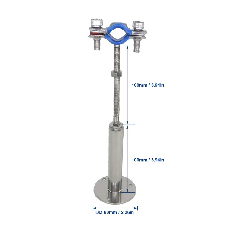 Stainless Steel Adjustable Pipe Clamp Bracket - Wall/Ceiling Mount Support