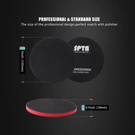 SPTA 5"(125mm) Backing Pad Hook and Loop Backing Plate 5/16"-24 Thread DA Air Random Orbital Sander/Polisher Backing Pad with 5" Interface Cushion Pad for Sanding Finishing Polishing Buffing