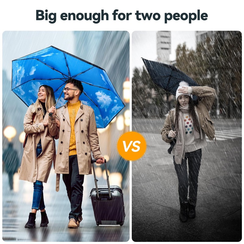TechRise Umbrella, Compact Strong Windproof Automatic Umbrellas, Folding Lightweight, Portable