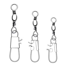 DunkTeam 100 PCS Fishing Swivels Snap,Stainless Steel Swivel Fishing Line Connector,Interlock Fishing Hooks Clip,Barrel Snap Swivels for Freshwater and Saltwater Fishing #12-25 lb