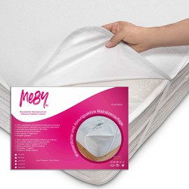 MEBY 90 x 200 cm Waterproof Mattress Protector. Breathable Cotton Mattress Topper, Waterproof, Moisture Protection, Elastic, Crinkle-Free, with 4 Corner Elastics (90 x 200 cm (Set of 2))