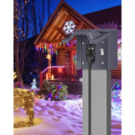 WILAWELS Outdoor Outlet Box with 20 Amp WRTR GFCI Receptacle Safety Switch, Weatherproof Receptacle Box with 3R Enclosure, Outdoor Electrical Box for Christmas Decor, Yard, UL Listed U63OB06