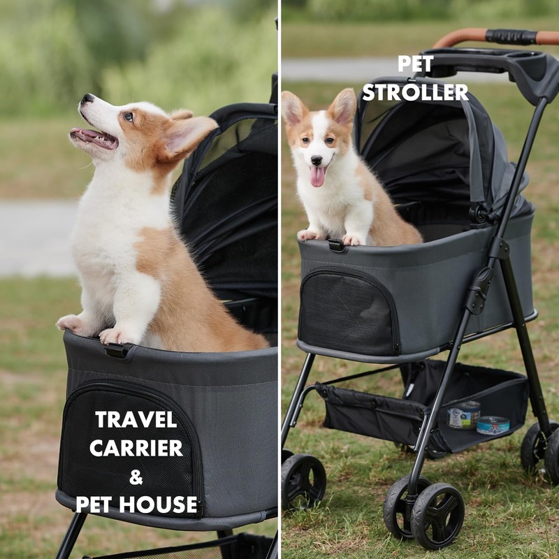 Zoosky 3 in 1 Pet Stroller with Removable Carrier, Folding