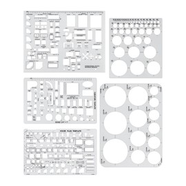 GAUENEEN 5 Pcs Architectural Templates, Circle Template, House Plan, Interior Design and Furniture Templates, Drafting Tools and Ruler Shapes for Architecture