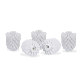 5 x Toilet Brush Heads, Loose Toilet Brushes, 9.5 mm Thread, Replacement Brush Head Diameter 7 cm, Replacement Brush Head, White