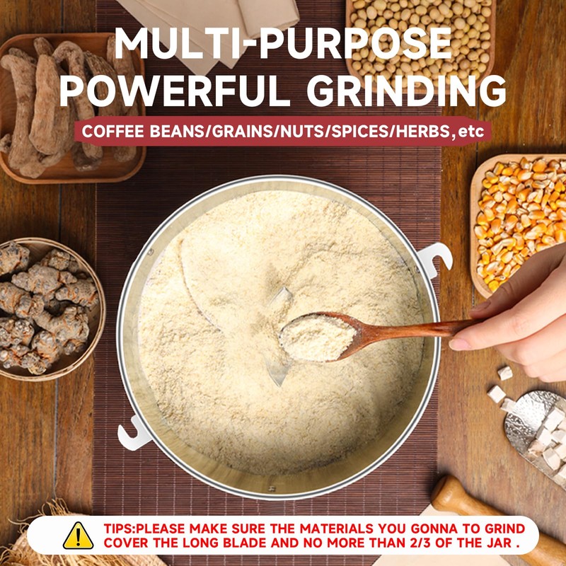 150g Grain Grinder 1500W Electric Spice Grinder High-Speed Stainless Steel
