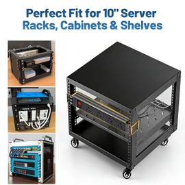 NodeQore 10 inch Rack PDU, 4 Rear Outlets, 1020J Surge Protection &15A Overload Switch, 1U RackMount, Rack Mount Power Strips for 10'' Mini Server Network Cabinets/Rack/Self, 6ft Cable