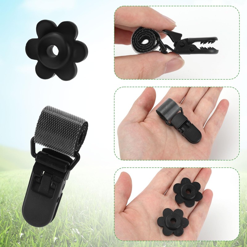 lasuroa 10pcs Garden Flag Clips & Stoppers, Plastic Windproof Stand