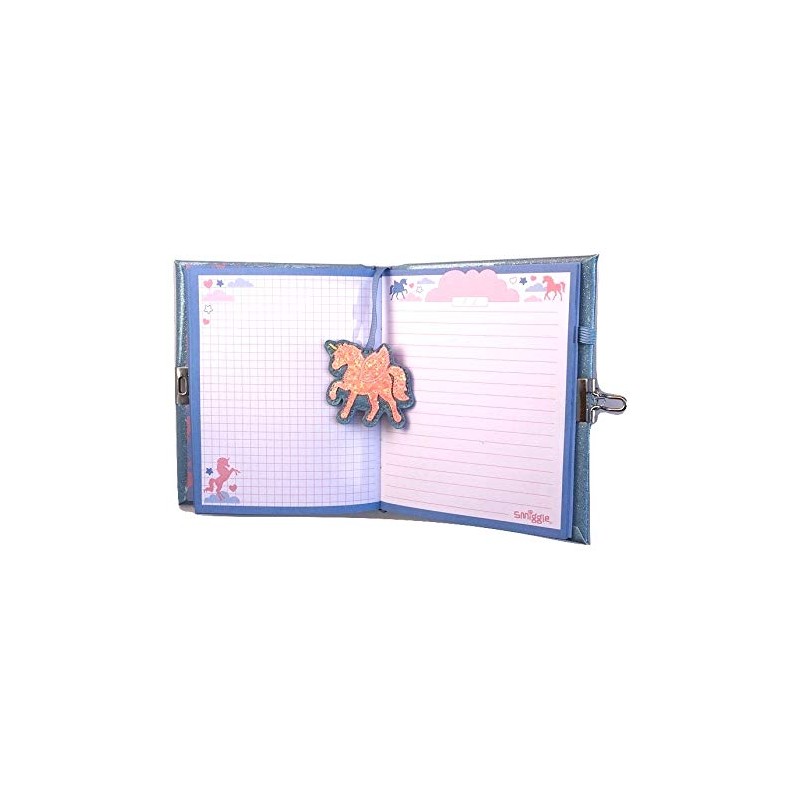 Smiggle Locking Notebook Diary Glam (Glitter Blue)