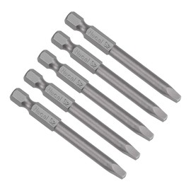sourcing map 5 Pcs SQ3 Magnetic Square Head Screwdriver Bits, 1/4 Inch Hex Shank 2.56-inch Length S2 Power Tools Square Drive Screwdriver