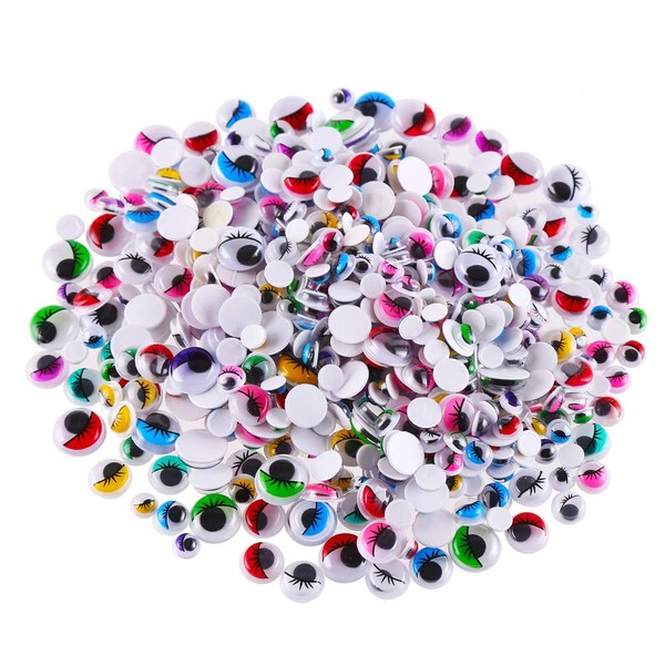 CCINEE 500 Pieces 6-12 mm Wiggle Eyes Multi Color Google Eyes with Self Adhesive Eyelash Googly Eyes for Craft Making