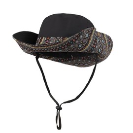 TINAYAUE Unisex Summer Sun Hat Stylish Printed Fishing Hat Wide Brim Beach Hat Women Men UV Protection Fishing Hat Adjustable Cowboy Hat Soft Sports Cap for Travel, Hiking, Cycling, black