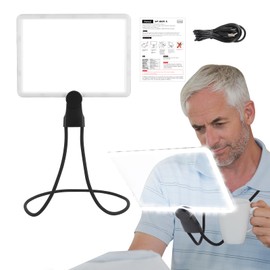 Rechargeable Hands Free Magnifying Glass with Light and Stand, 50 Bright LED Rechargeable Gooseneck Lighted Magnifier for Newspaper, 5X Magnifier for Seniors for Newspaper, Sewing