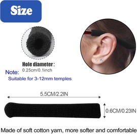 RQEJHG 4 Pcs Eyeglass Ear Cushions, Cushion Soft Anti-Slip Temple Tips Elastic Sunglasses Eyewear Retainer Fabric Spectacle Arm Sleeves Glasses Gripper Pad for Sunglasses Glasses (Black)