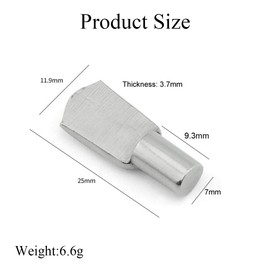 30Pcs 7x25mm/0.3x1inch Shelf Bracket Pegs Metal Shelf Support Pegs Holder Nickel Plated Flat Spoon Shape Shelf Support Pins for Shelves Cabinets Furniture