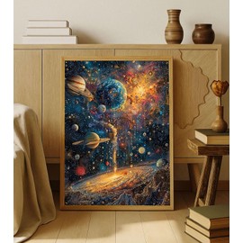 SJDIYSTORE - Kits de arte de diamantes de paisaje espacial 5D para adultos principiantes, kit de pintura de diamante redondo completo para manualidades, paisaje espacial, pintura de diamantes de punto