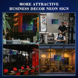 Ineonlife Open Neon Sign Come In We Are Open Mirrored Colorful LED lights for Business Decor Bright Led Light Signs Window Door Decoration Bar Shop Coffee Salon Store 14.57 x 11.02 inches USB Powerd