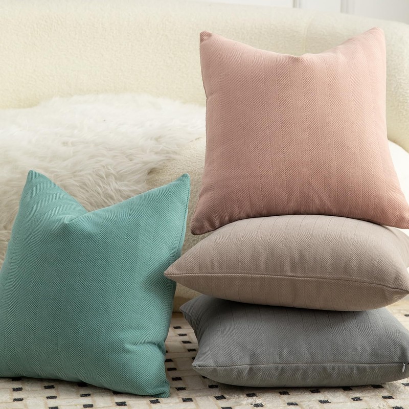 MANDIOO Pack of 2 Chenille Throw Pillow Covers Elegant Design
