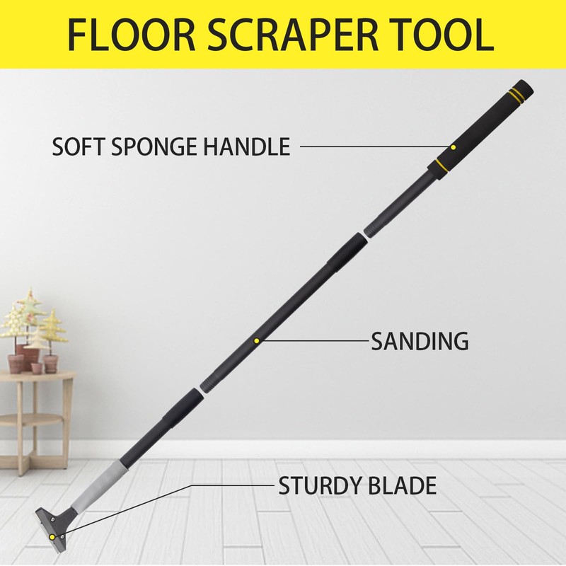 Quynhni Floor Scraper Tool, Floor Scraper Long Handle Heavy-duty 16-47"