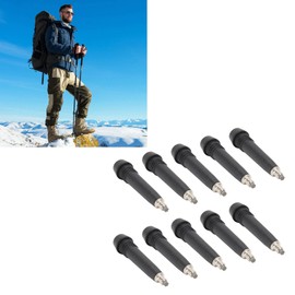 10Pcs Hiking Pole Tip, Tungsten Steel Outdoor Trekking Pole Accessories Rubber Tips Anti Slip for Trails Alley Pathway Sidewalks Rock