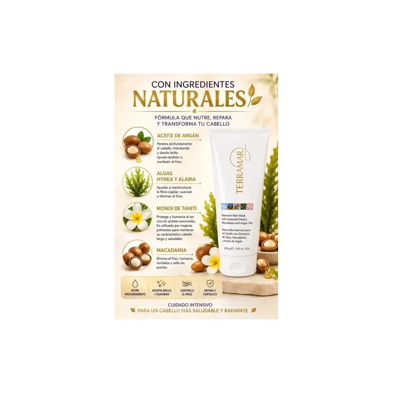 Mascarilla Capilar Terramar 200g Argán Macadamia Hidratante Antifrizz