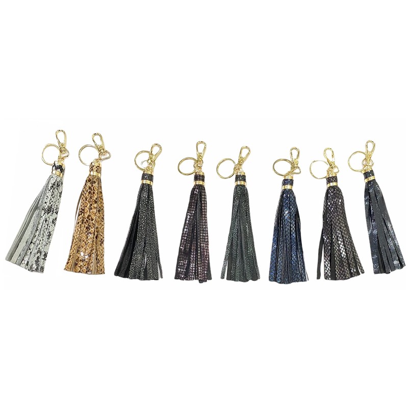 Leather Farm Llavero de piel con borla para colgar en