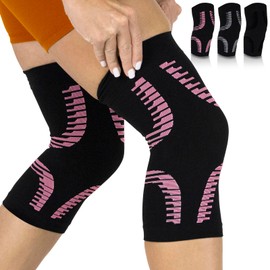 Vive Knee Sleeves (Pair) - Compression Support Sleeve Brace - Breathable, Lightweight, Comfortable - For ACL, PCL, Meniscus, Patella Pain, Weightlifting, Basketball, Running, Arthritis, Tendonitis