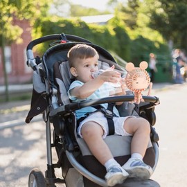 Suteng Stroller Fan Flexible Tripod Clip On Baby Fan, Battery Operated Mini Portable Handheld Fan for Car Seat Crib Stroller, USB Rechargeable Small Desk Fan with 3 Speeds and LED Lights