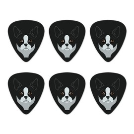 Boston Terrier Look Into My Eyes Face Pet Dog Novelty Guitar Picks Medium Gauge - Set of 6